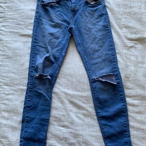 Women's Blue Distressed Jeans